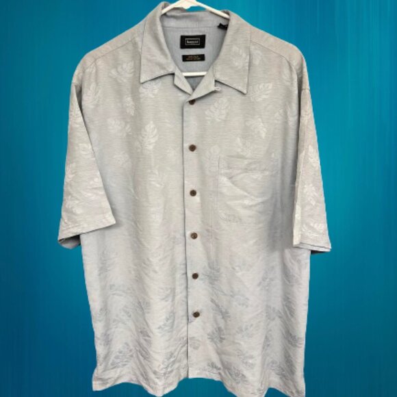 Haggar Other - Haggar Grey 100% Silk Men's Leaf Shirt